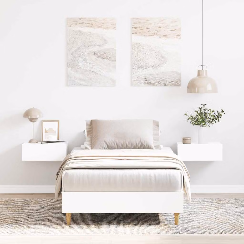 vidaXL Giroletto senza Materasso Bianco in Legno Multistrato e MDF L: 90 cm, P: 200 cm, H: 203 cm