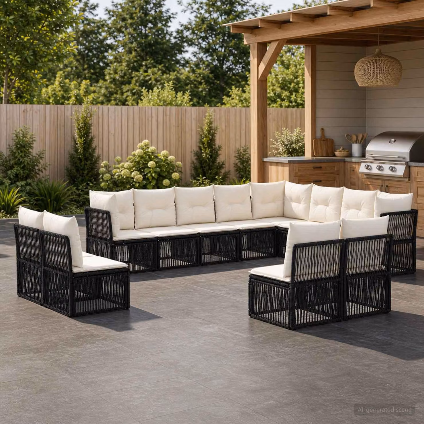 Maison Exclusive - Set di divani da giardino, 12 pezzi, in rattan sintetico nero