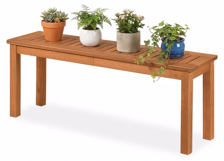 Panchina da giardino in legno COSTWAY, panca a due posti in legno massello, panca da balcone in legno massello, panca per fiori da giardino, balcone o terrazza, 120 x 30,5 x 47 cm