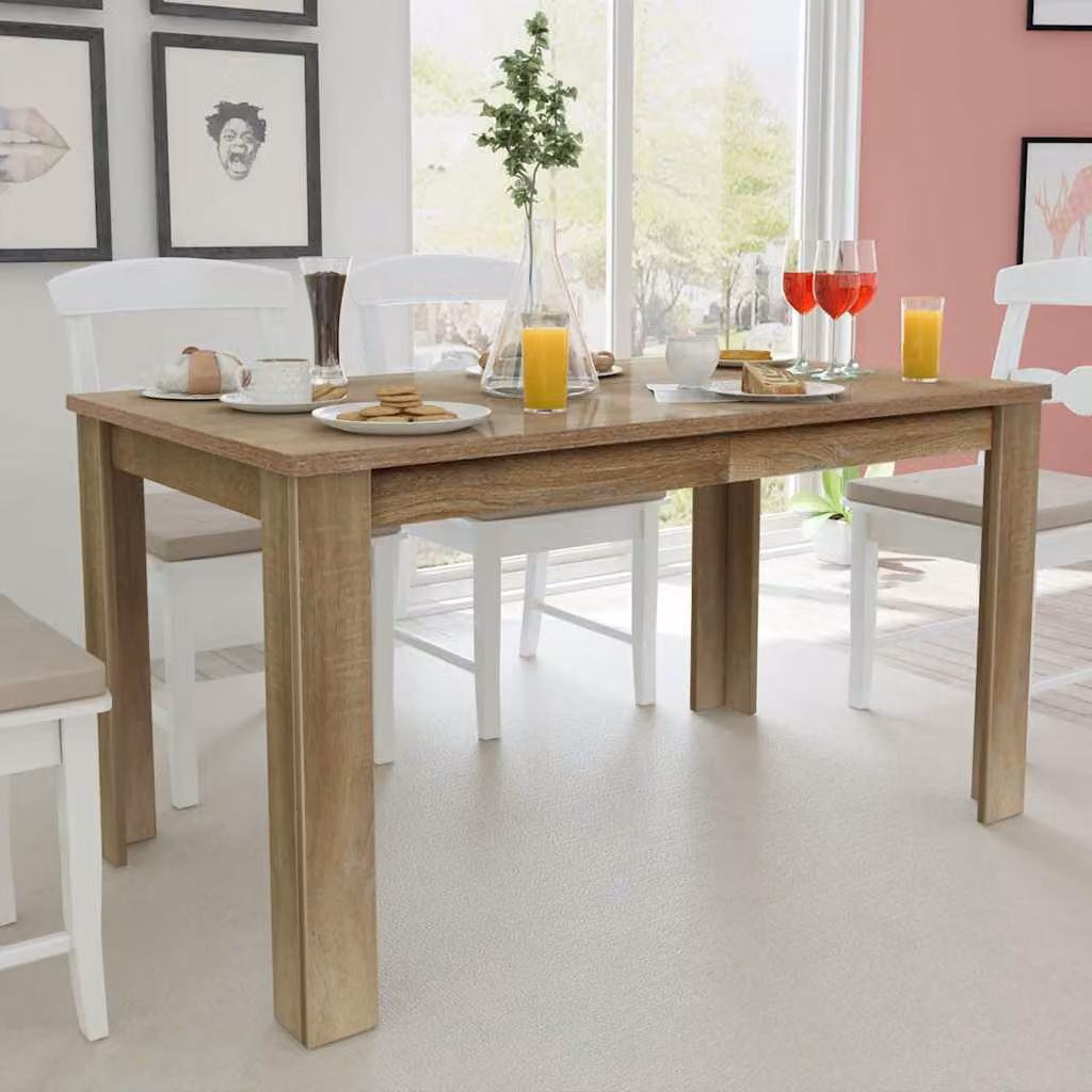 vidaXL Tavolo da Pranzo Moderno in Legno Rovere Marrone L: 140 cm, P: 80 cm, H: 75 cm