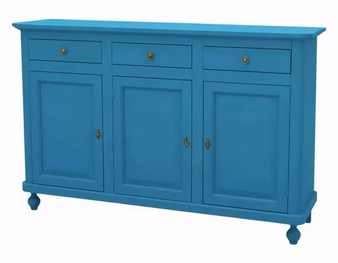 Madia credenza shabby chic in legno con 3 ante Mobili 2G colore azzurro e bronzo L: 158 cm, P: 45 cm, H: 98 cm – 2