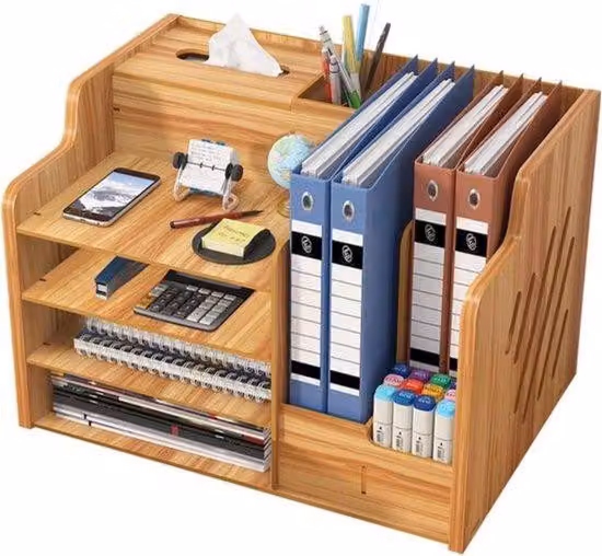 Organizer da ufficio in legno - Design elegante - Ampia capienza per gli articoli da ufficio