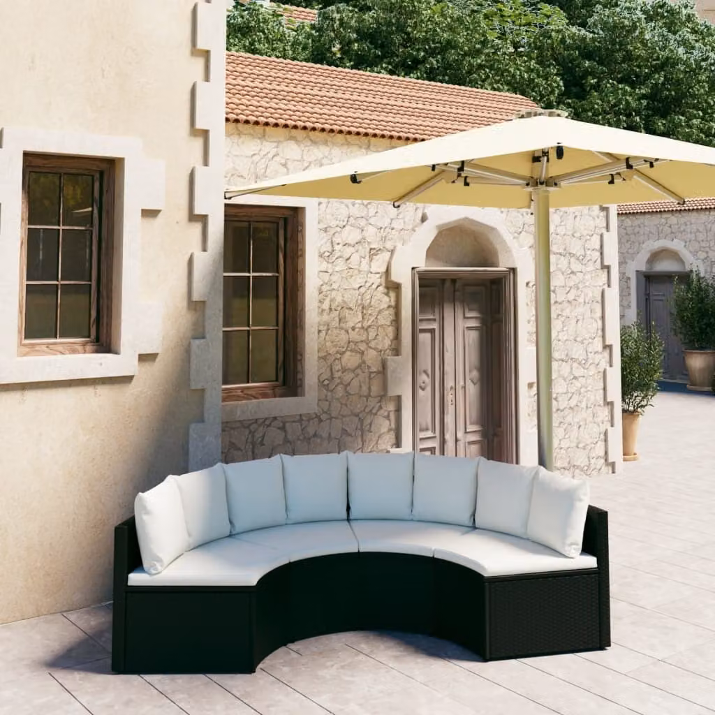 Maison Exclusive - Set da giardino composto da 4 pezzi con cuscini in rattan sintetico nero