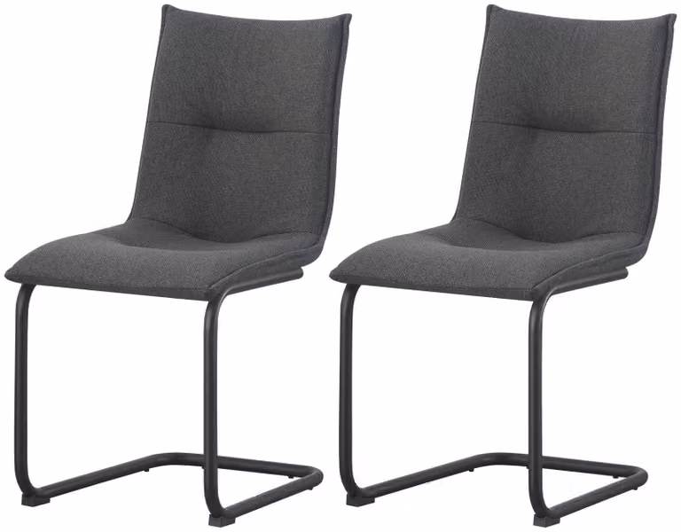 xonox.home Set di 2 sedie Swing Sonja in tessuto antracite (L/H/D): 46 x 89 x 57 cm