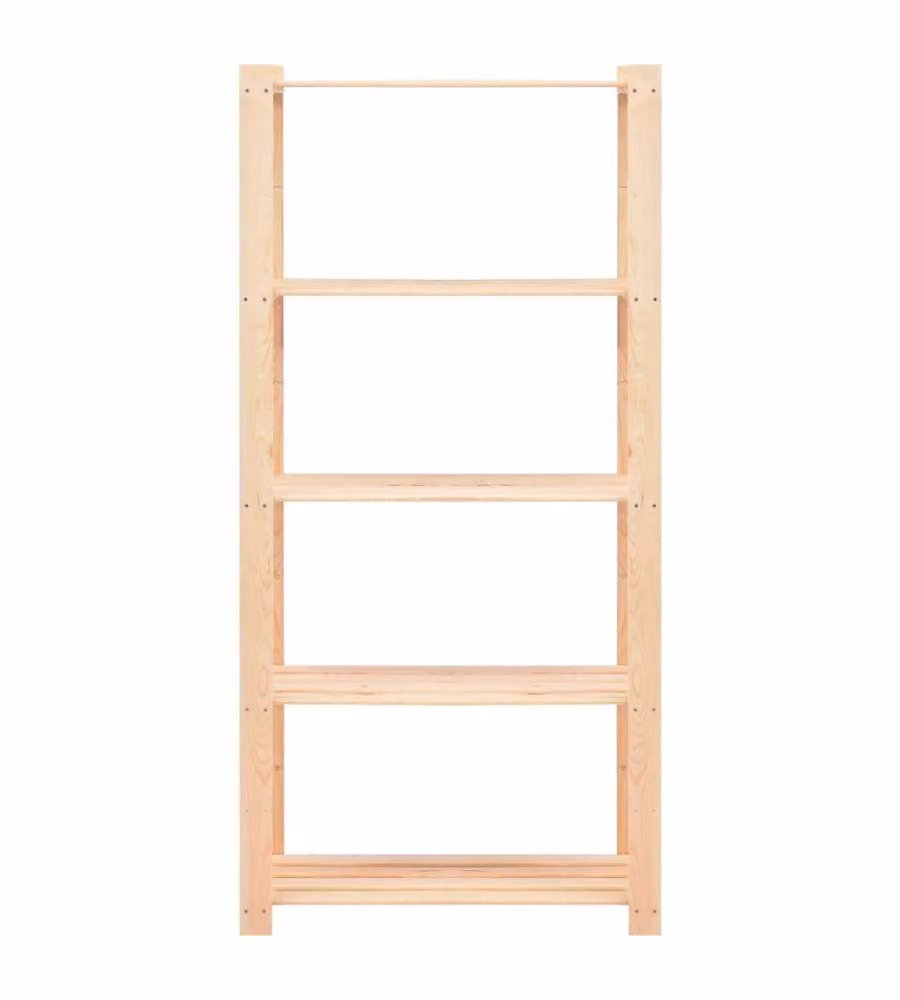 Scaffale a 5 Livelli 80x38x170 cm in Massello di Pino 250 kg