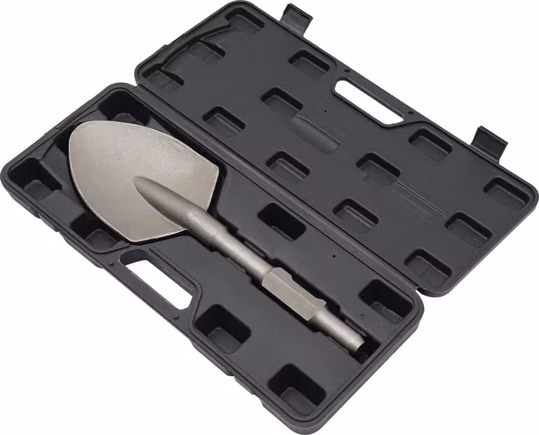 Punta per martello demolitore elettrico - Pala per argilla - 44 x 13,5 cm - Acciaio 40Cr - Temprato e lucidato - Argento