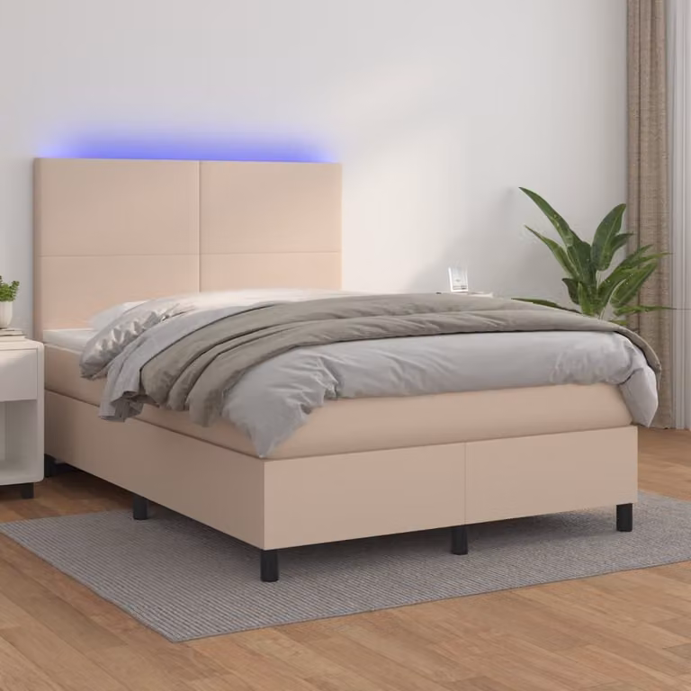 Maison Exclusive - Giroletto Molle Materasso e LED Cappuccino 140x200cm Pelle finta