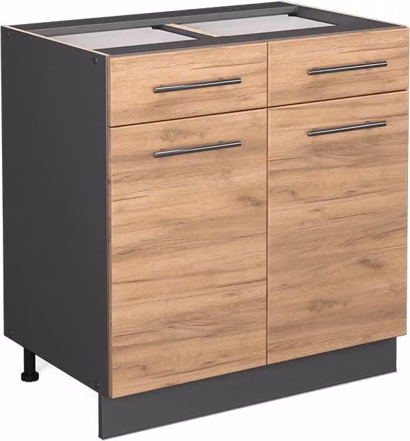 Mobiletto base per cucina Vicco Fame-Line Rovere dorato e Antracite L: 80 cm, H: 82 cm, P: 51,6 cm