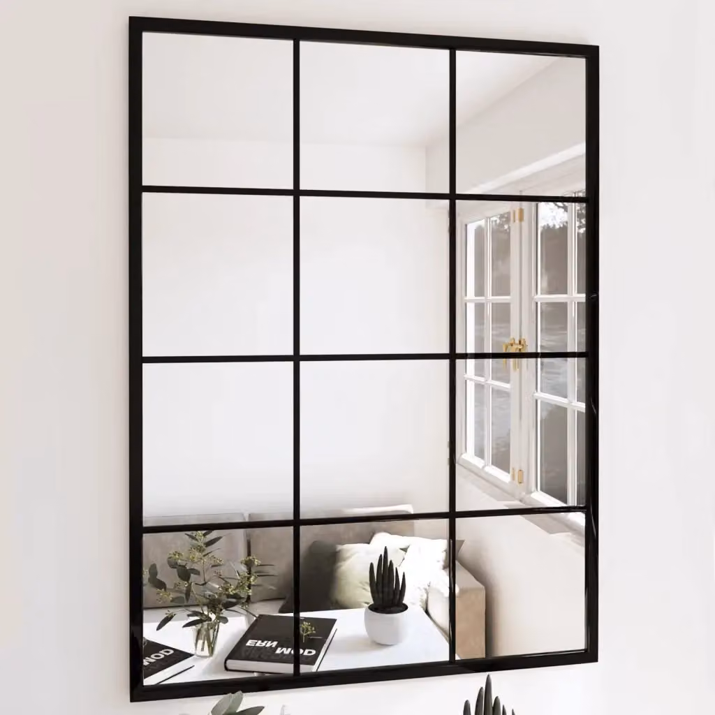 Set di 2 specchi da parete quadrati DESIGN IN in metallo e vetro neri, L: 80 cm, H: 60 cm – 2