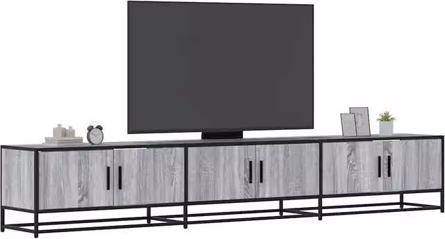Mobile TV Industrial vidaXL in Legno e Metallo Grigio L: 240 cm, P: 35 cm, H: 41 cm