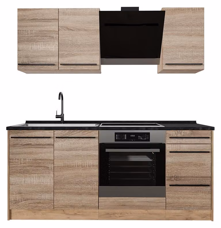 Cucina monoblocco Vicco R-Line Sonoma/Rovere dorato 180 cm, PL Antracite, Model 67041