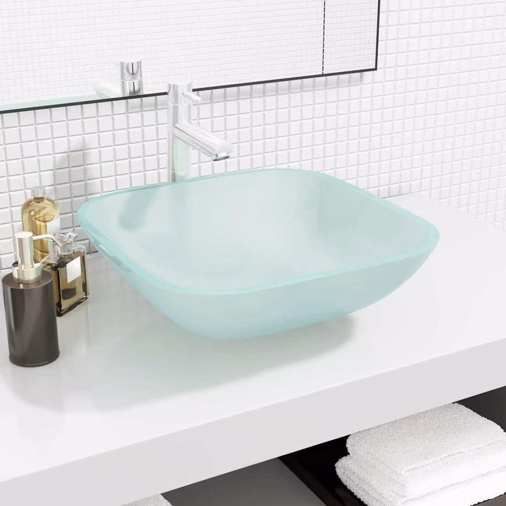 Lavandino in vetro smerigliato vidaXL L/P/H: 42 x 42 x 14 cm