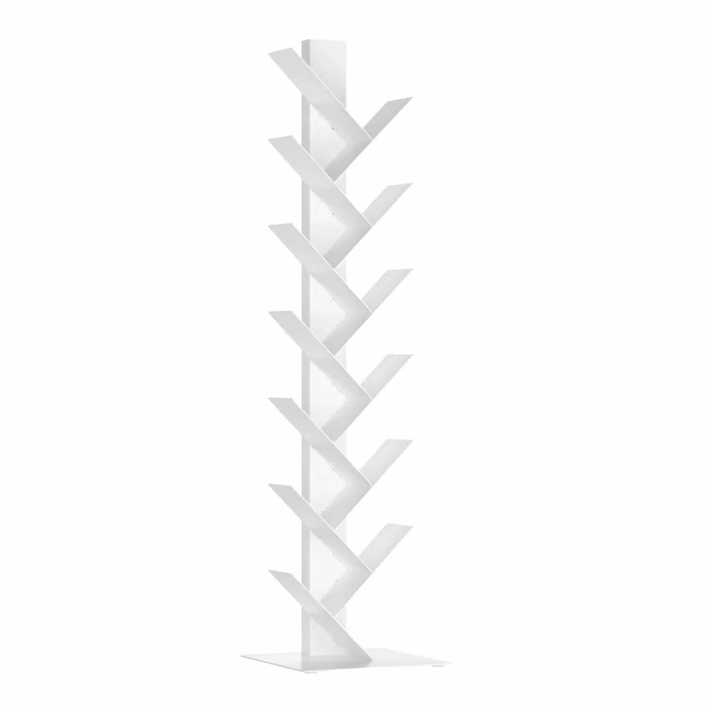 Libreria a forma di albero Eksjö en.casa bianca in metallo H 150 x L 39 x P 39 cm – 2