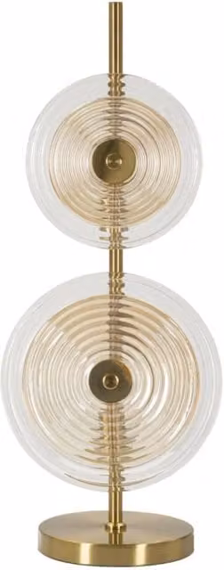 Lampada da Tavolo Venice Vikasa Home in Vetro Ambrato e Ottone H 63 cm, L 25 cm