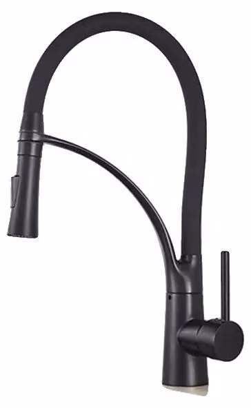 Miscelatore da cucina, con erogatore estraibile, design moderno, colore nero