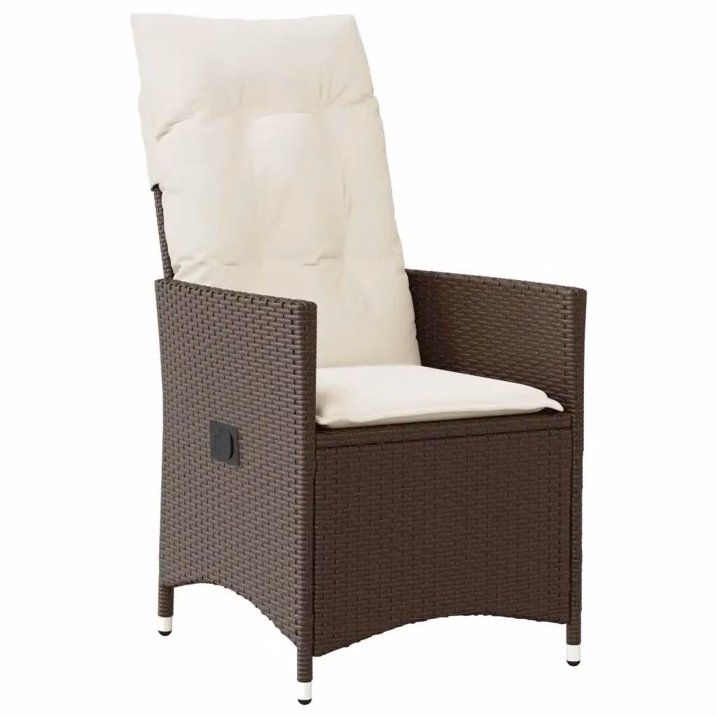 Set di 2 sedie reclinabili da giardino vidaXL in polyrattan marrone con cuscini bianchi – 2