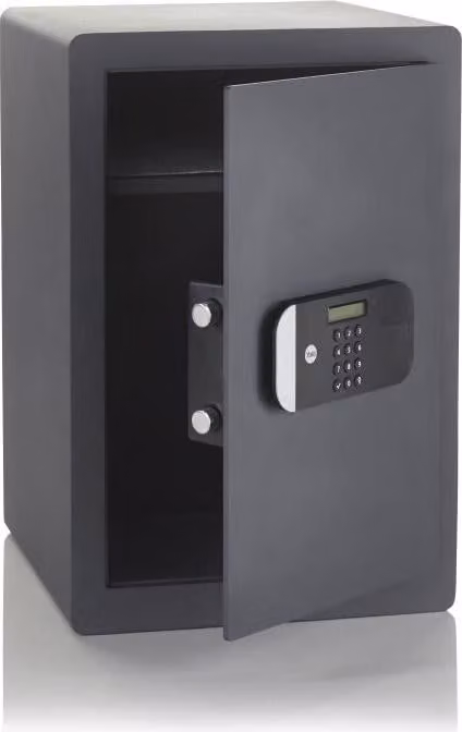 Cassaforte elettronica ad alta sicurezza Yale, 52 x 35 x 36 cm, 49,8 L, certificata SKG, Sold Secure Silver, porta in acciaio