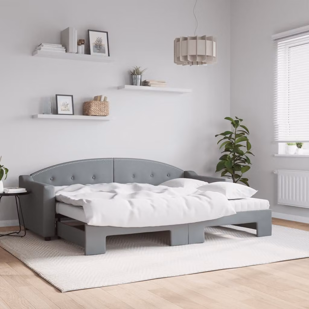 Divano Letto Estraibile vidaXL in Tessuto Grigio con Cassetto per Materasso 80x200 cm