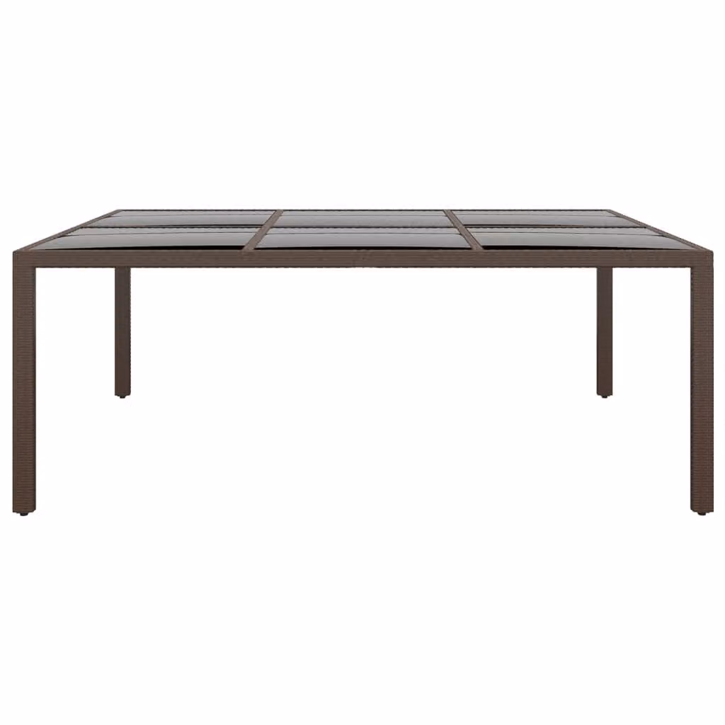 Tavolo da Giardino con Piano Vetro Marrone 200x150x75 cm Rattan