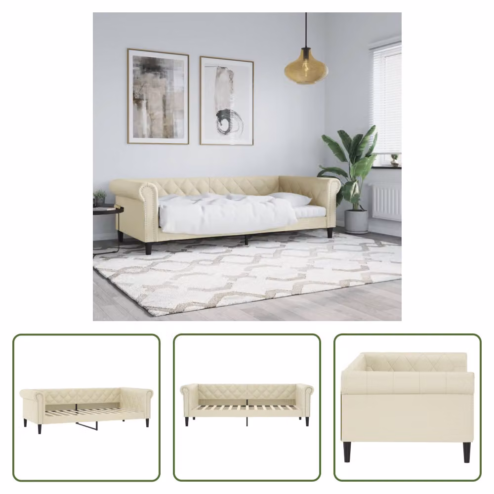 The Living Store Daybed Crema 80x200 cm in Pelle finta