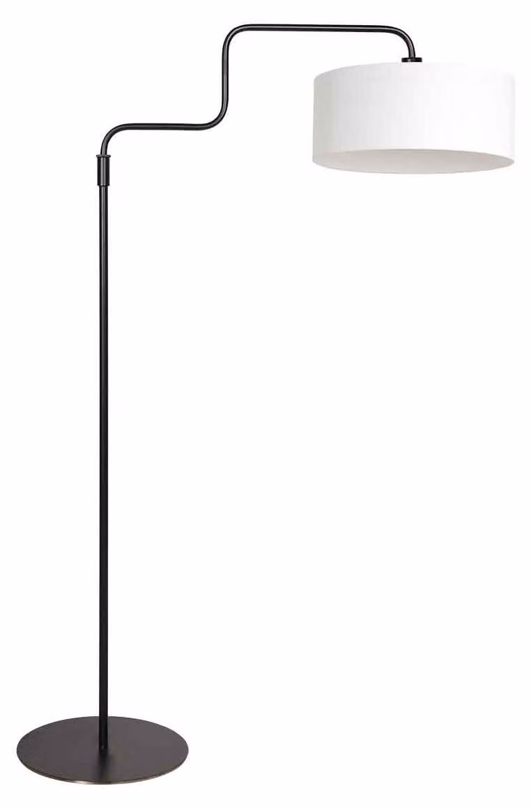 Lampada da terra - bianco nero - Bloeba - lino metallo - Ø 40cm - E27 - 4164ZW - Steinhauer