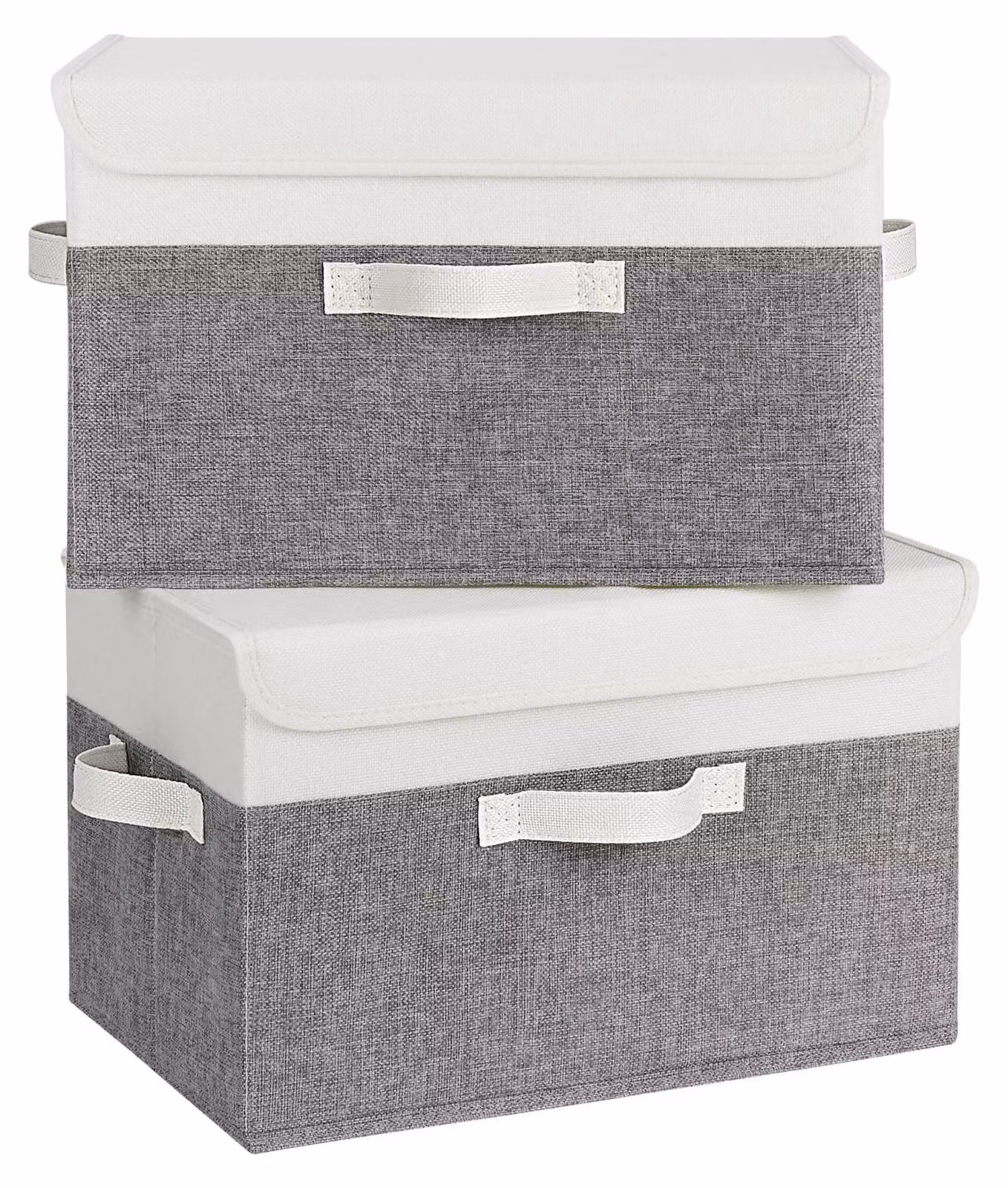 Solidchoice - Set di 2 scatole portaoggetti con coperchio - Bianco e grigio