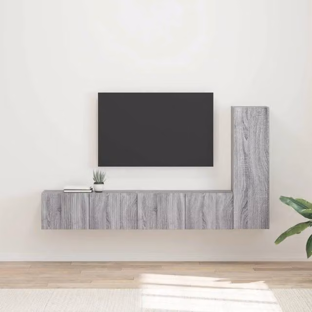 Set mobile TV 3 pz-Credenza per TV Grigio Sonoma Legno multistrato 323814
