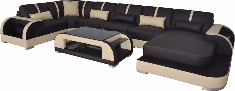 Leder Couch Polster Sitz Eck Garnitur Moderne Design Wohnlandschaft U-Form Sofas