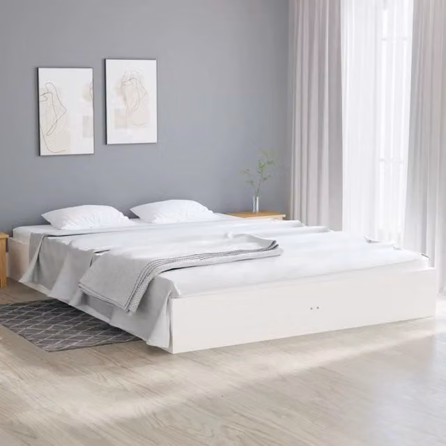 Letto con giroletto vidaXL in legno massello di pino bianco L/P/H: 200 x 200 x 23 cm – 1