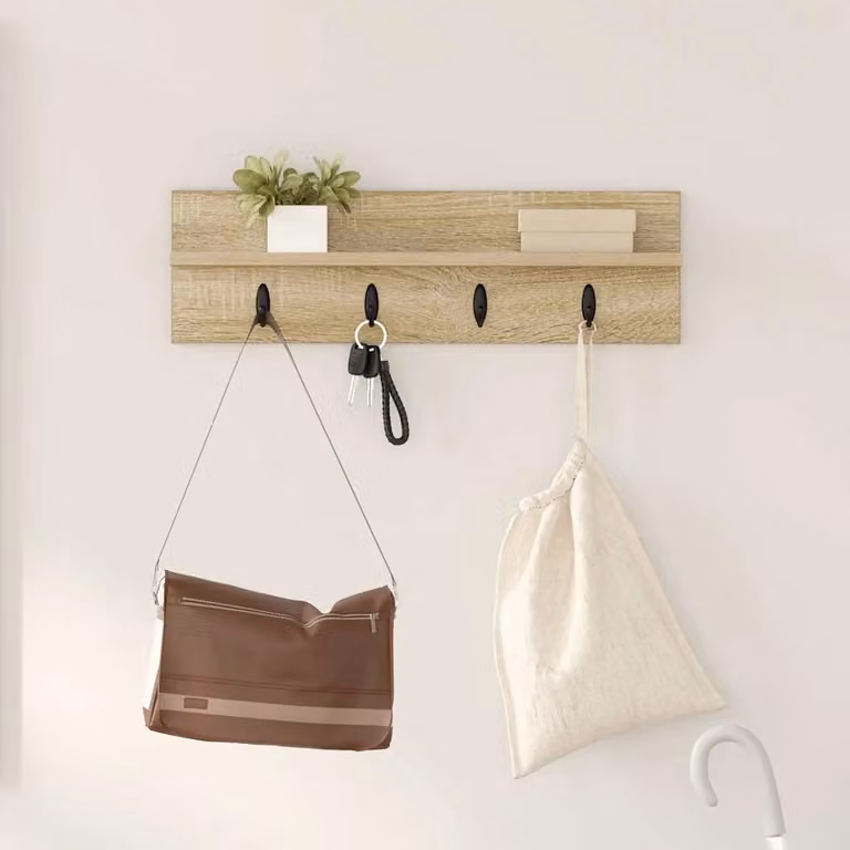 Appendiabiti a muro vidaXL moderno in Rovere Sonoma, L 60 x P 10,5 x H 18 cm
