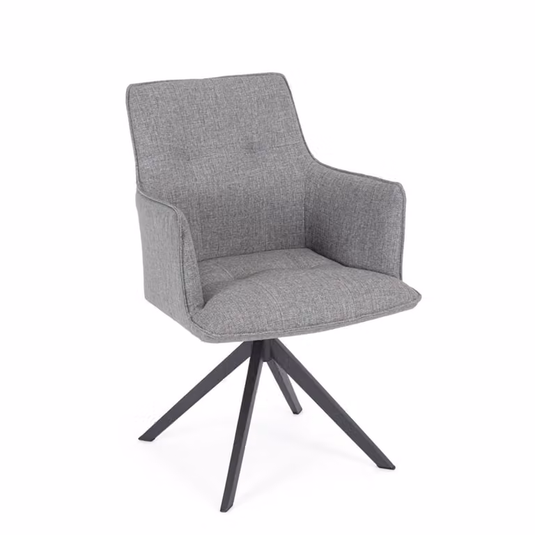 Set di sedie girevoli GOUVEIA in alluminio antracite e tessuto grigio, con braccioli