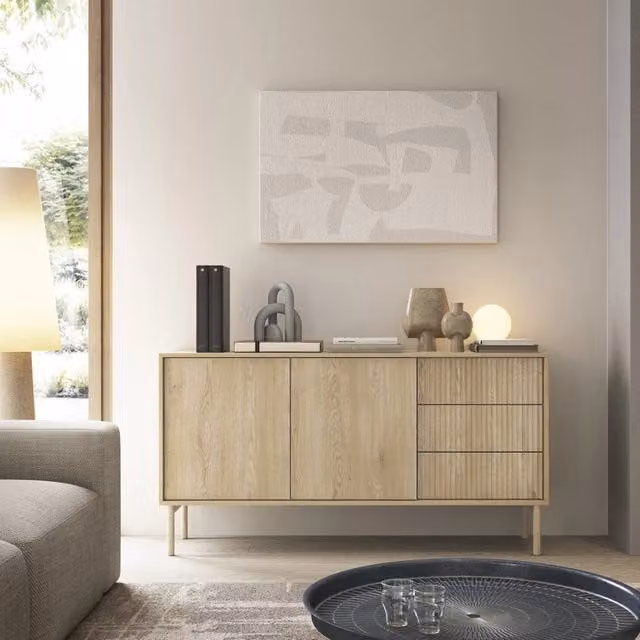 Madia Havazami, Credenza 3 Cassetti, 154x40x80h cm Marrone Rovere