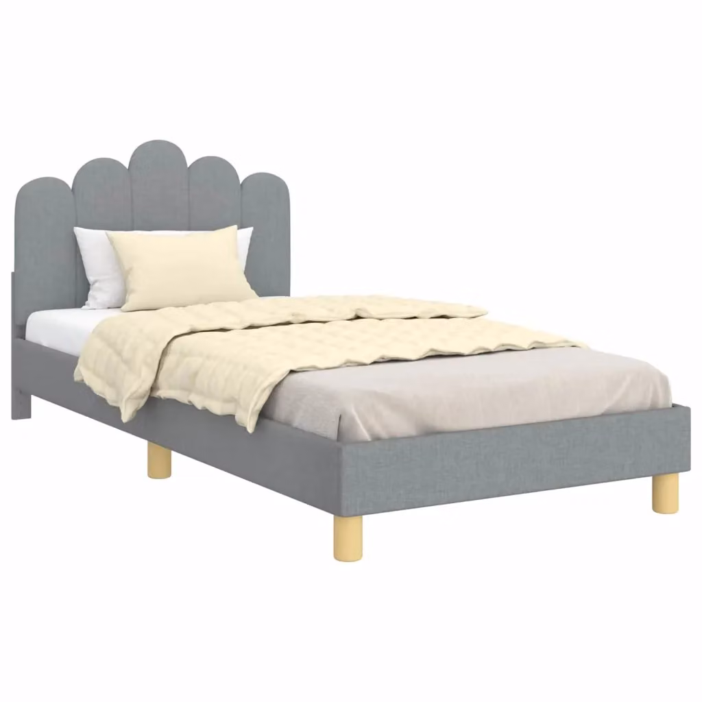 Struttura letto per bambini con testata e giroletto in tessuto Grigio Chiaro L/P/H: 190 x 90 x 94 cm – 2