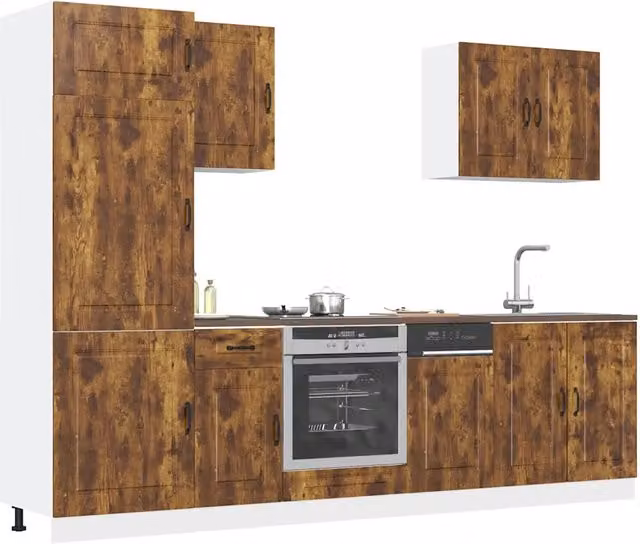 Set Mobili da Cucina 7 pz Kalmar Rovere Fumo Legno Multistrato 3314766