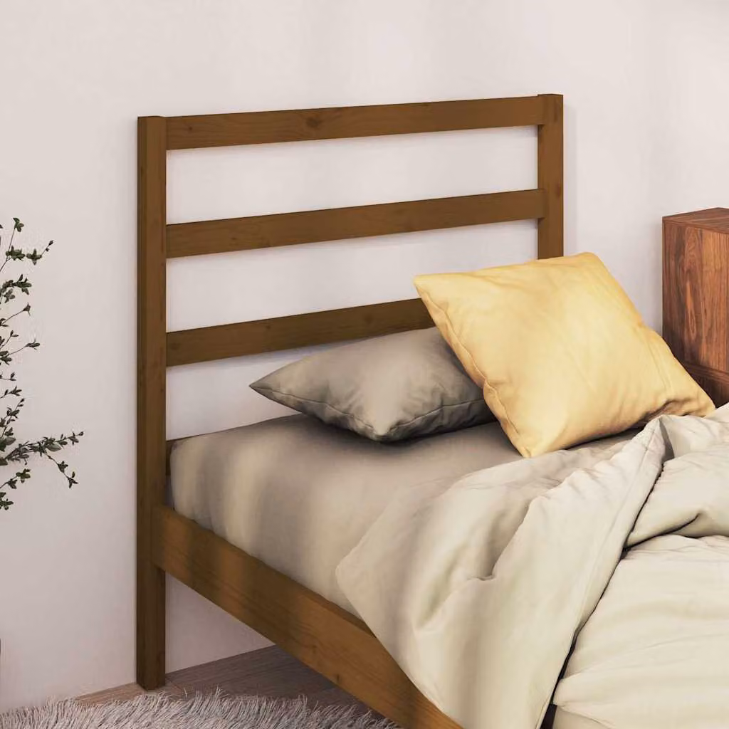 Testiera per letto vidaXL in legno massello di pino color marrone, stile rustico, L: 100 cm, H: 81 cm, P: 4 cm