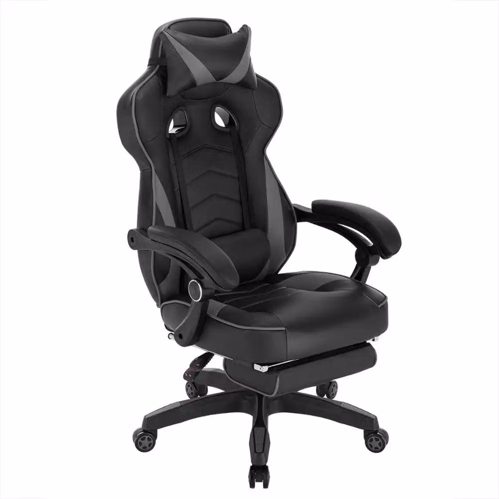 Sedia ergonomica per il gaming e per l'ufficio - Sedia da lavoro confortevole - Schienale regolabile - Poggiapiedi