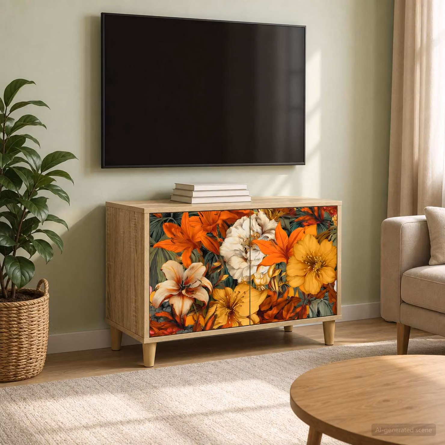 Mobile TV vidaXL GENNEP in legno ingegnerizzato color Sonoma, L 69 x P 33 x H 50 cm