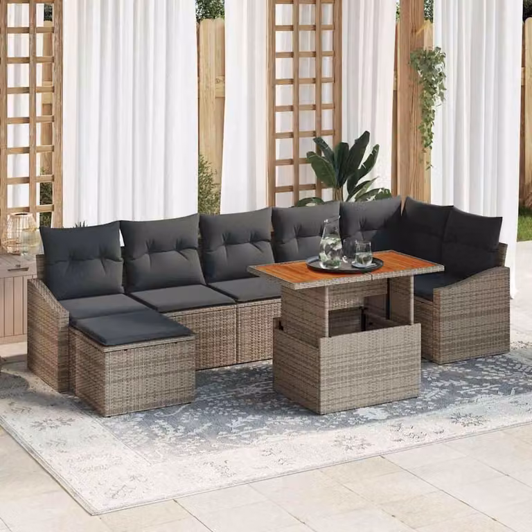 Maison Exclusive - Set di divani da giardino, 8 pezzi, grigio e marrone