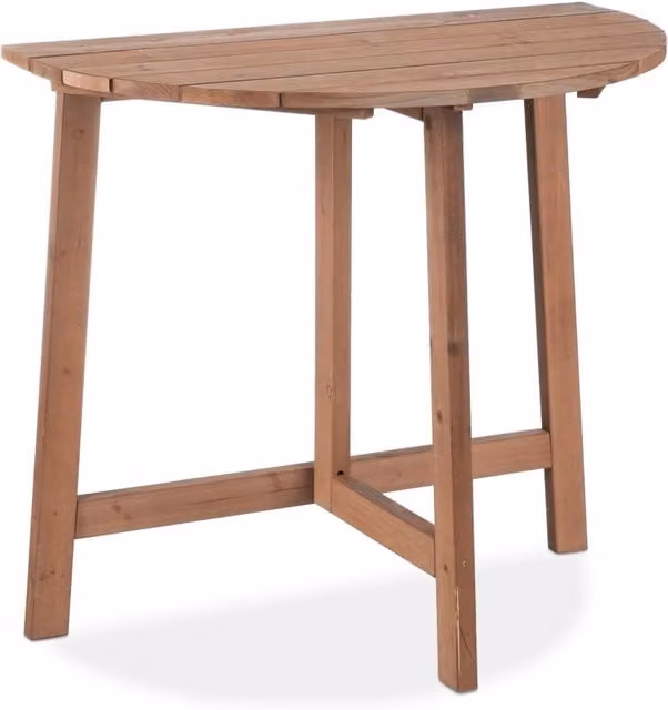 Pratico tavolo pieghevole a mezzaluna da esterno 80 x 40 x 75 cm in legno naturale 13_0011617