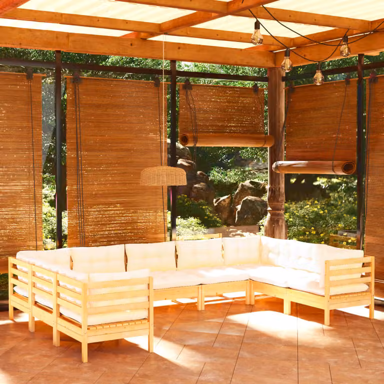 Maison Exclusive - Set Salotto da Giardino 9 pz con Cuscini Crema in Legno di Pino