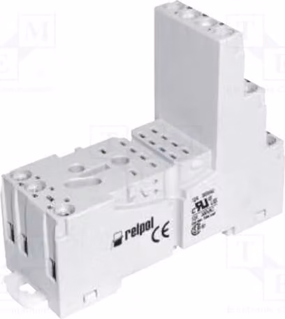 1 x Base (zoccolo) 300 VAC, connettori: 8, corrente: 12 A. Montaggio: su guida DIN, per relè elettromagnetici a montaggio su pannello, modello GZM2