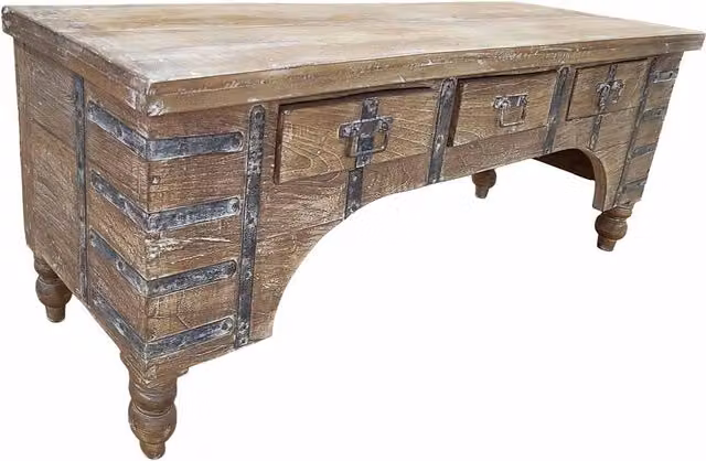 Mobile basso artigianale in legno 165-175x45x57h cm