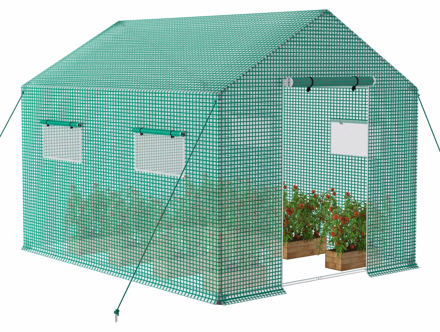 Serra QEENTOE, dimensioni 3x2x2 metri, serra in plastica con porta a tunnel e finestre, ideale per la coltivazione di piante in giardino e per l'orticoltura