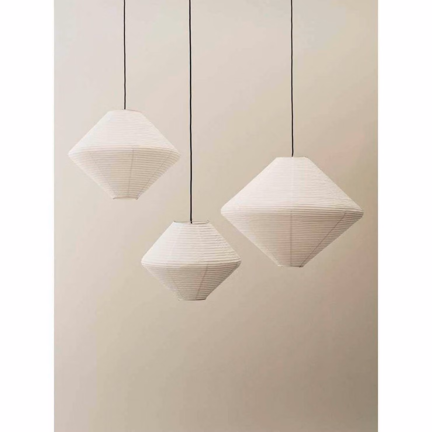 HAY Paralume Diamond, Ø 50 cm, bianco, carta/bambù Diamond, Bianco / Opale, Soggiorno / Sala da pranzo, Carta / Lunolit / Lunopal, Scandinavo
