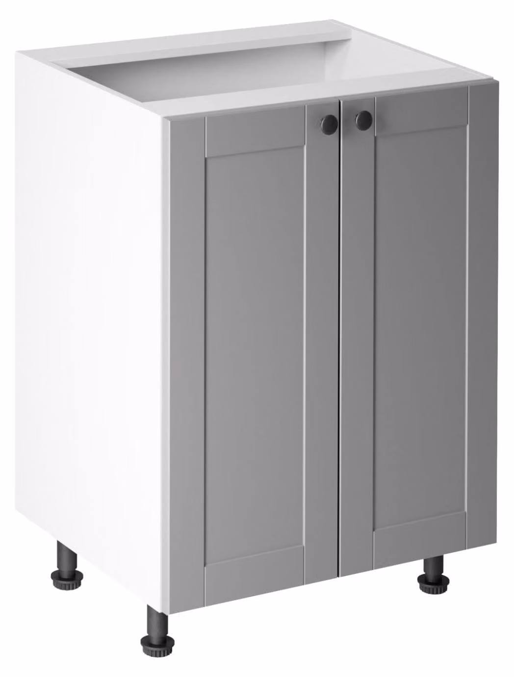 Mobile basso a due ante LUMEA - larghezza 60 cm, grigio/bianco