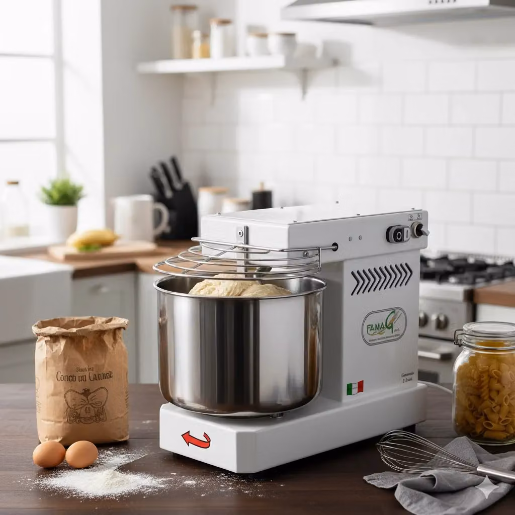 Impastatrice a spirale Famag IM10/230 bianca con testa fissa, capacità 10 kg, 400W e 10 velocità in acciaio inox – 2