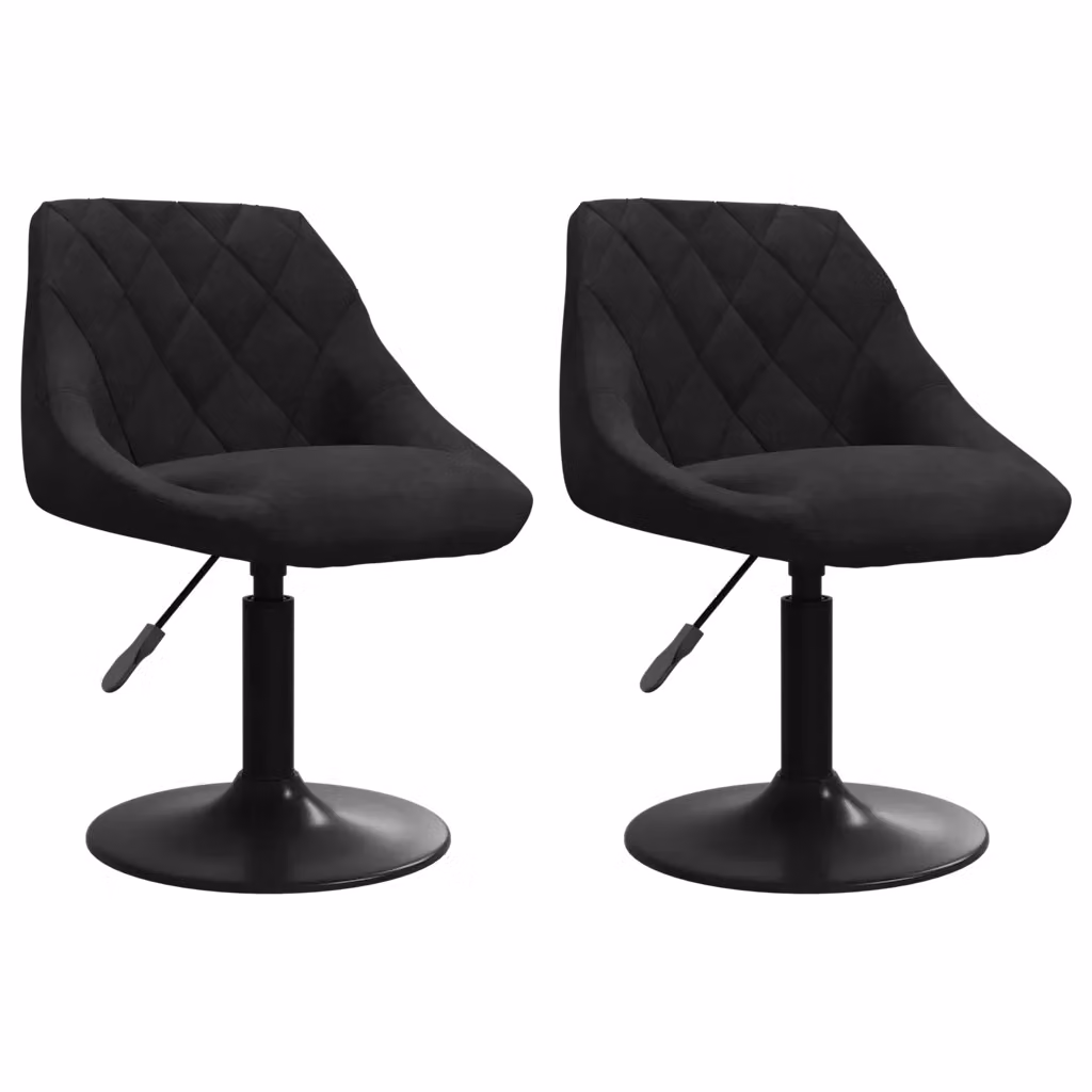 Set di 2 sedie da pranzo girevoli vidaXL in velluto nero con design moderno e base in metallo – 2