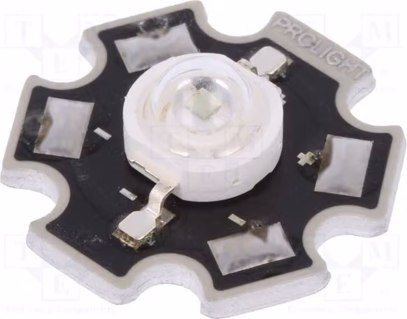 1 diodo ad alta potenza da 350mA, angolo di emissione 130°, colore verde, lunghezza d'onda 515-535nm, potenza massima: 1W, modello PM2E-1LGS, LED ad alta potenza
