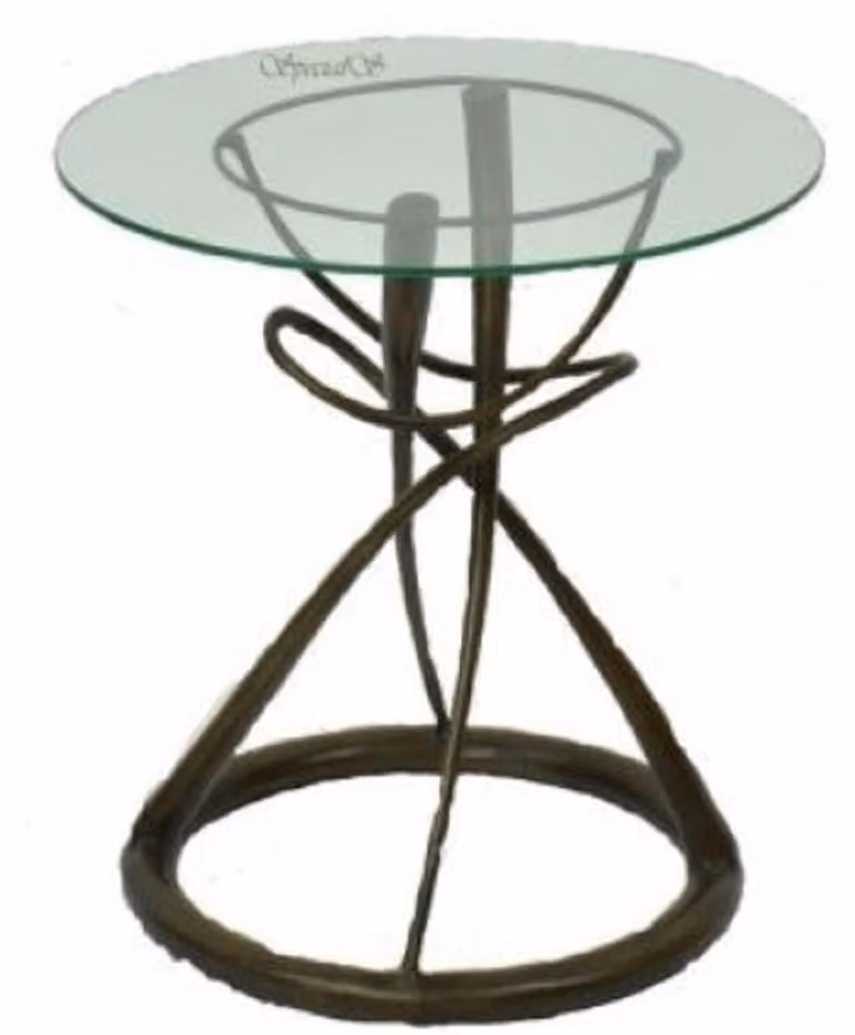 Tavolo da pranzo di design Casa Padrino in bronzo Ø 71 x h. 70 cm - Tavolo rotondo per sala da pranzo con piano in vetro - Qualità eccellente