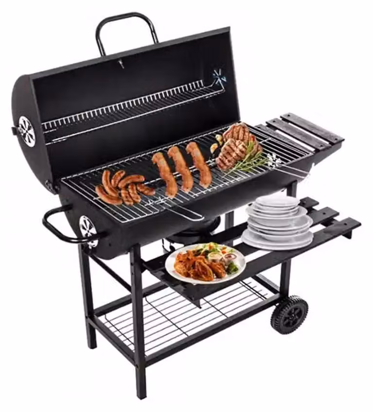 Barbecue a carbone - Carrello per barbecue - Con termometro - Con coperchio - Su ruote - 105,5 x 85 x 118 cm